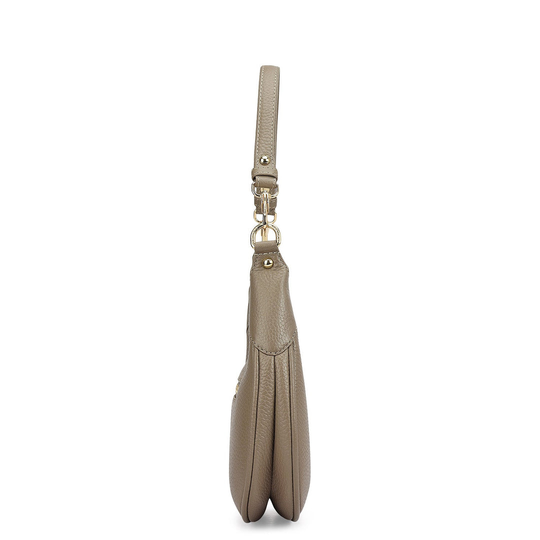 Small Wax Leather Baguette - Smoke Grey