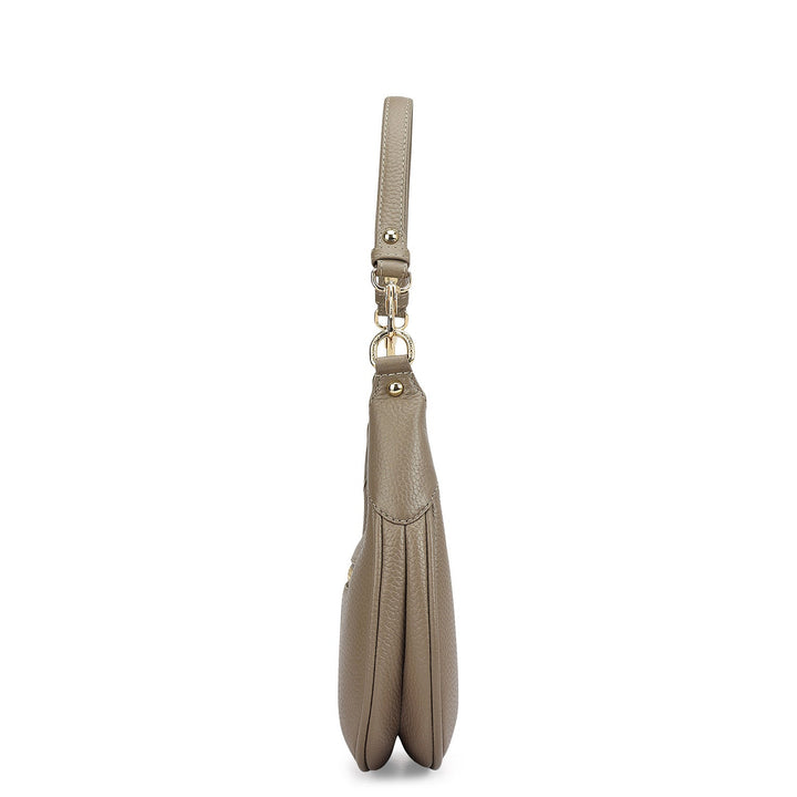 Small Wax Leather Baguette - Smoke Grey