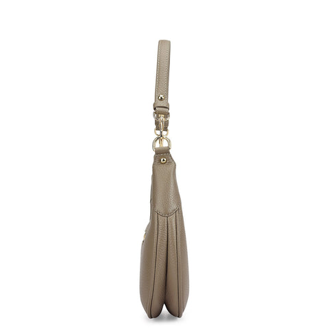 Small Wax Leather Baguette - Smoke Grey