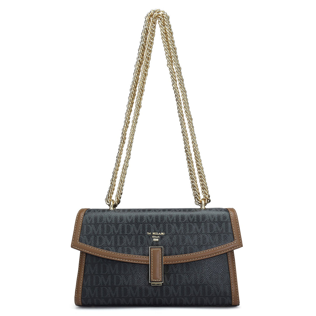 Small Monogram Leather Shoulder Bag - Black