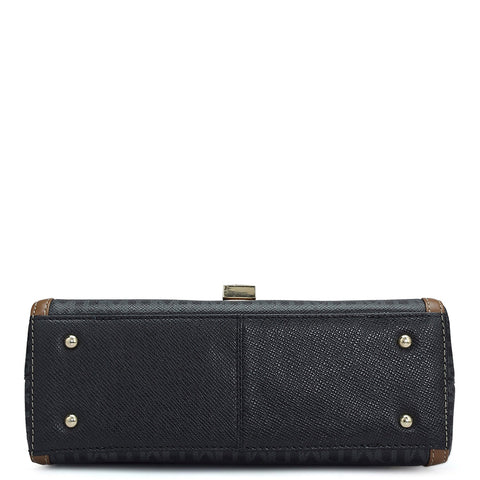 Small Monogram Leather Shoulder Bag - Black