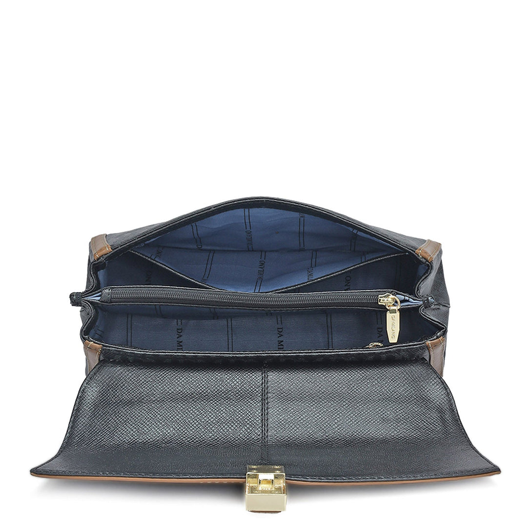 Small Monogram Leather Shoulder Bag - Black