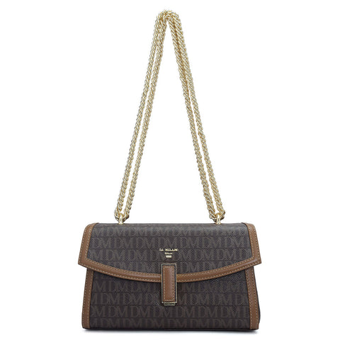 Small Monogram Leather Shoulder Bag - Chocolate