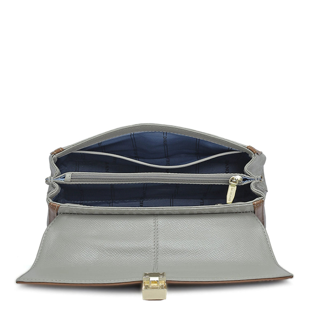 Small Monogram Leather Shoulder Bag - Stone Grey