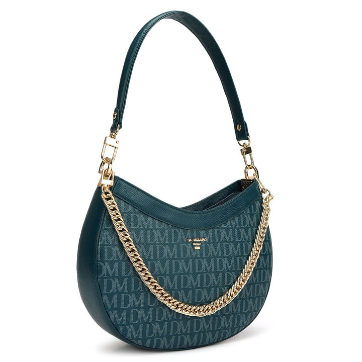 Small Monogram Franzy Leather Baguette - Teal