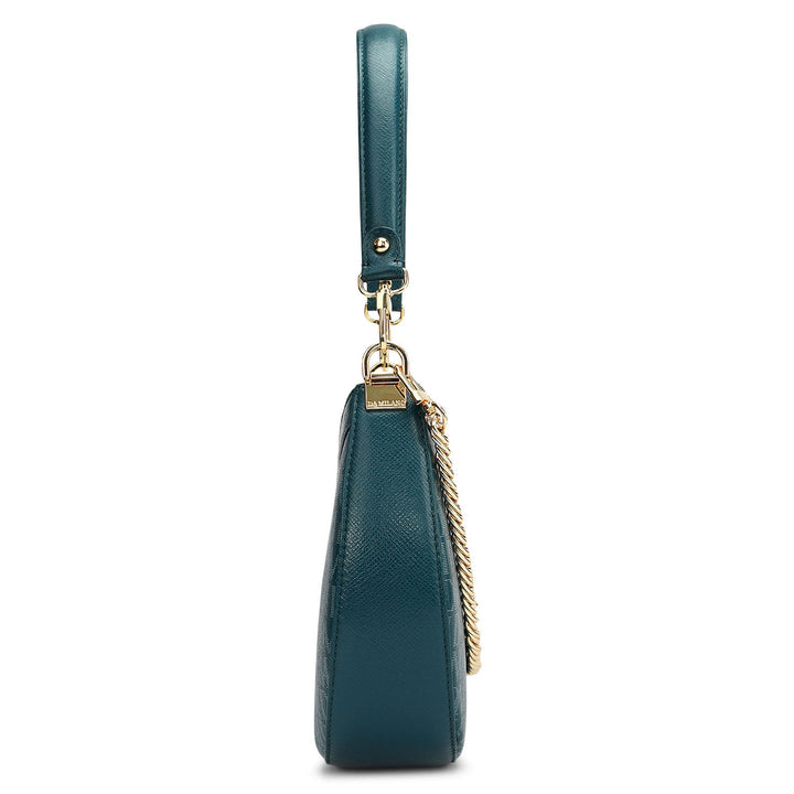 Small Monogram Franzy Leather Baguette - Teal