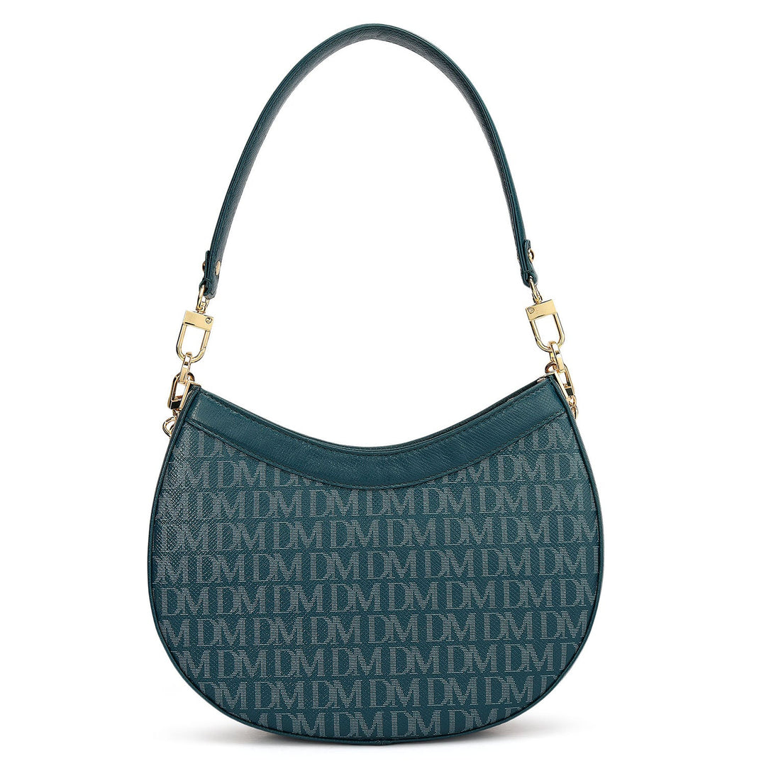 Small Monogram Franzy Leather Baguette - Teal