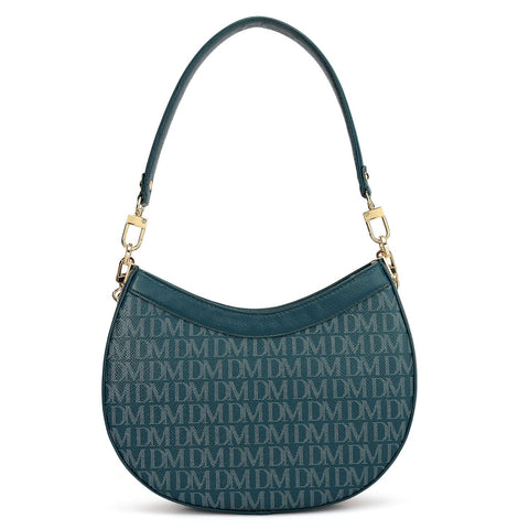 Small Monogram Franzy Leather Baguette - Teal