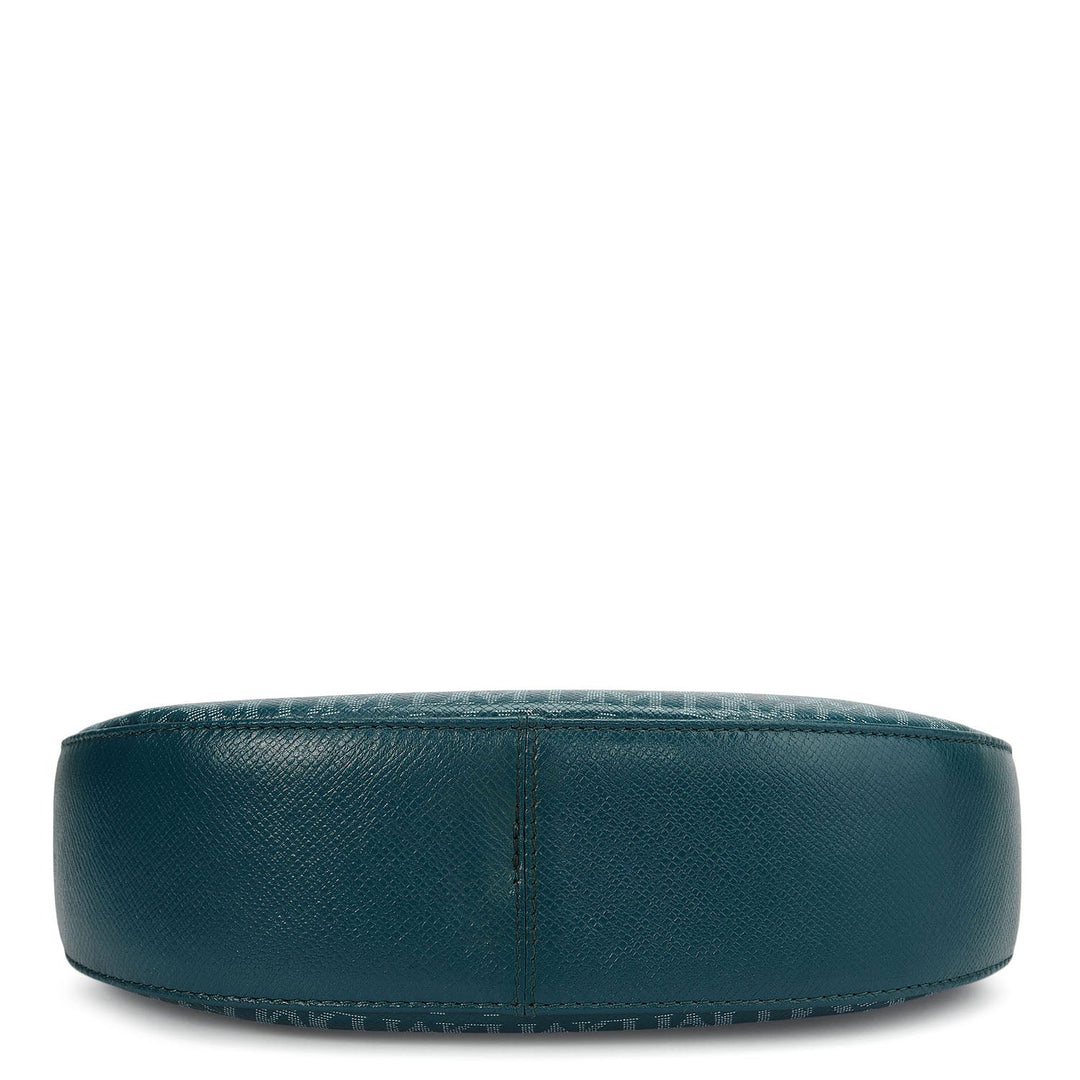 Small Monogram Franzy Leather Baguette - Teal