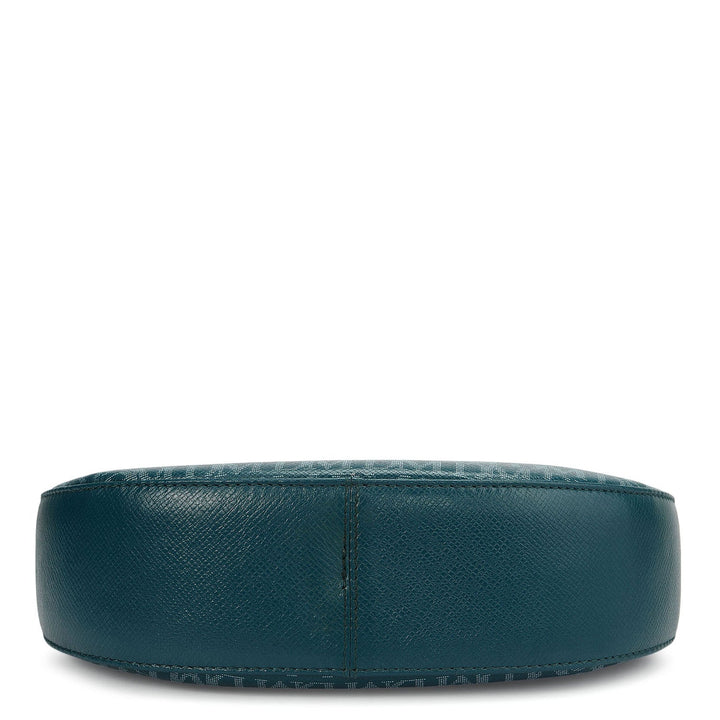 Small Monogram Franzy Leather Baguette - Teal