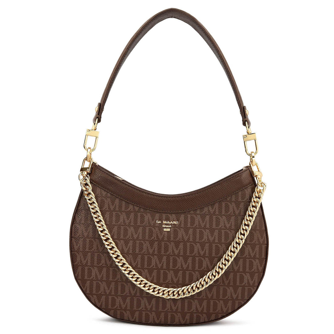 Small Monogram Franzy Leather Baguette - Walnut