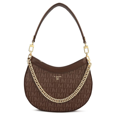 Small Monogram Franzy Leather Baguette - Walnut