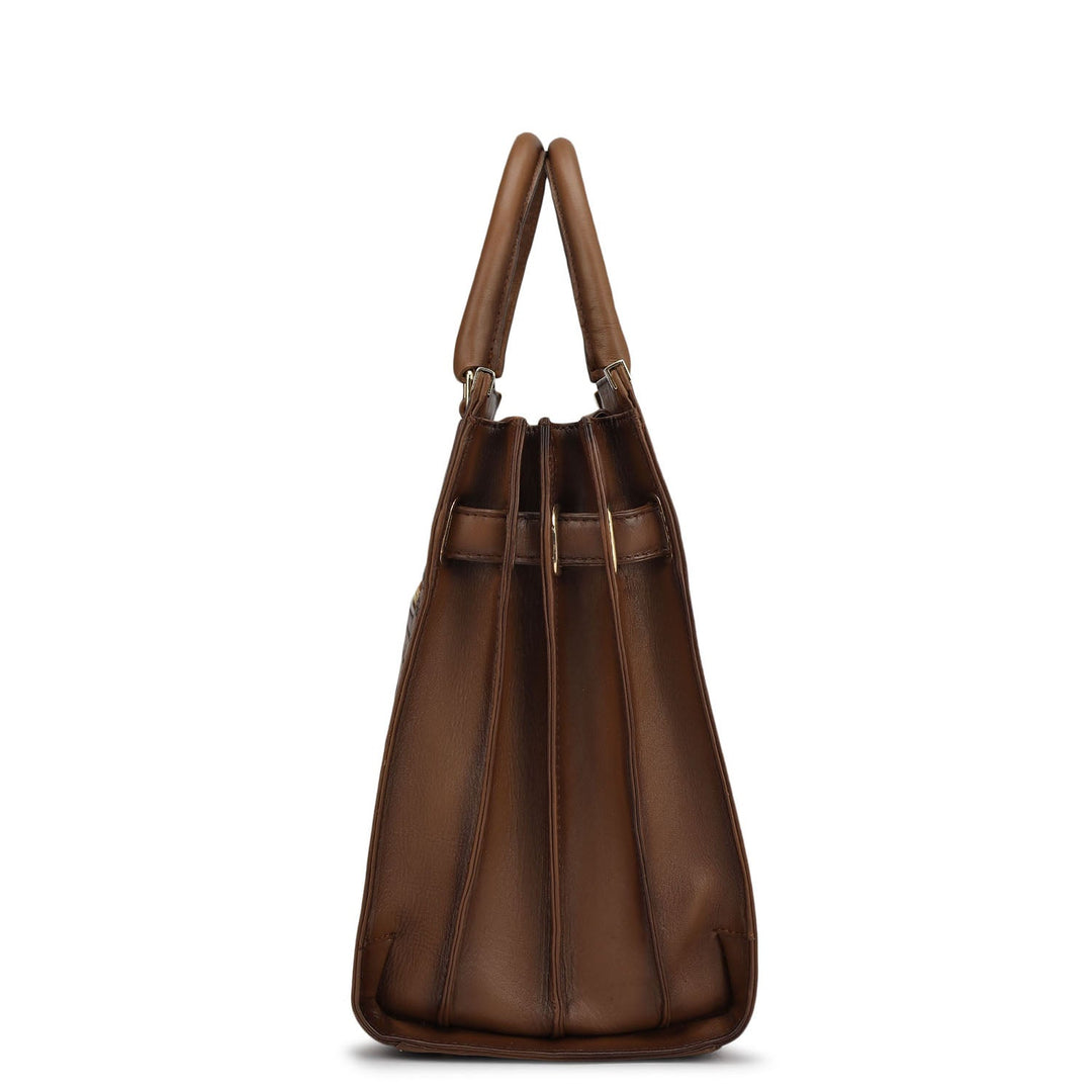 Medium Signato Leather Satchel - Cognac