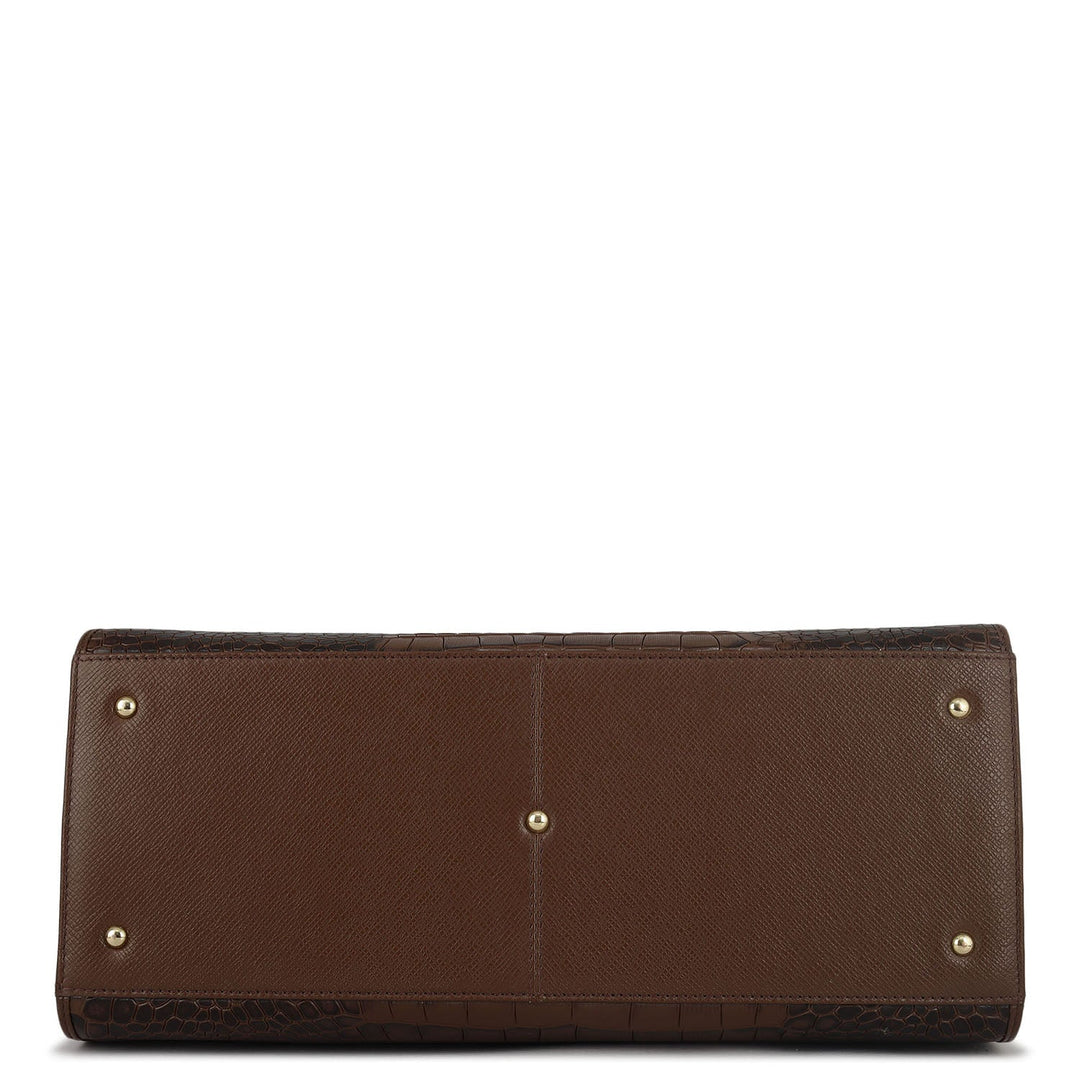 Large Croco Franzy Leather Satchel - Date