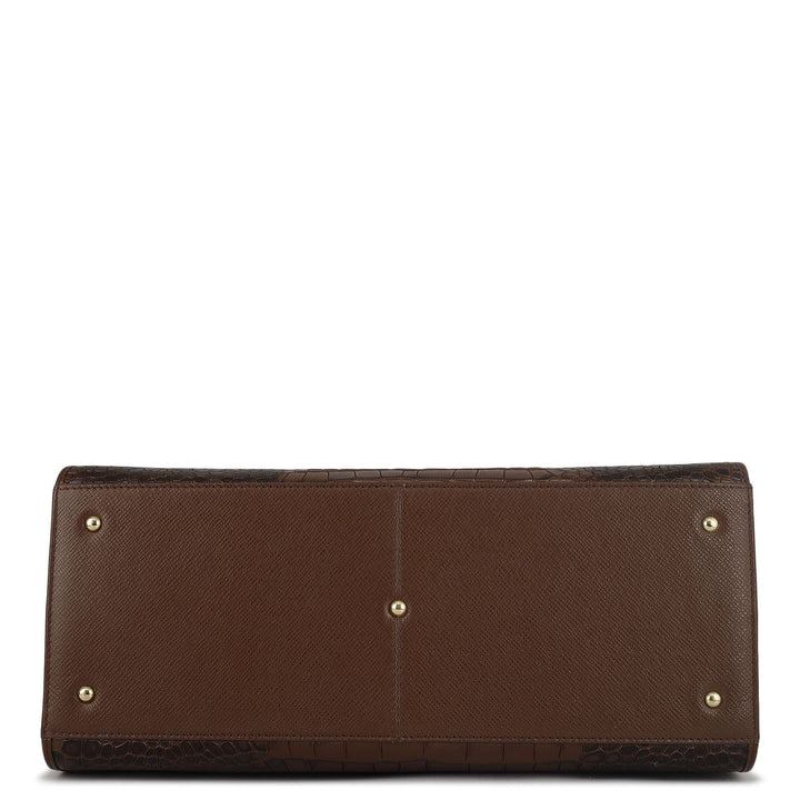Large Croco Franzy Leather Satchel - Date