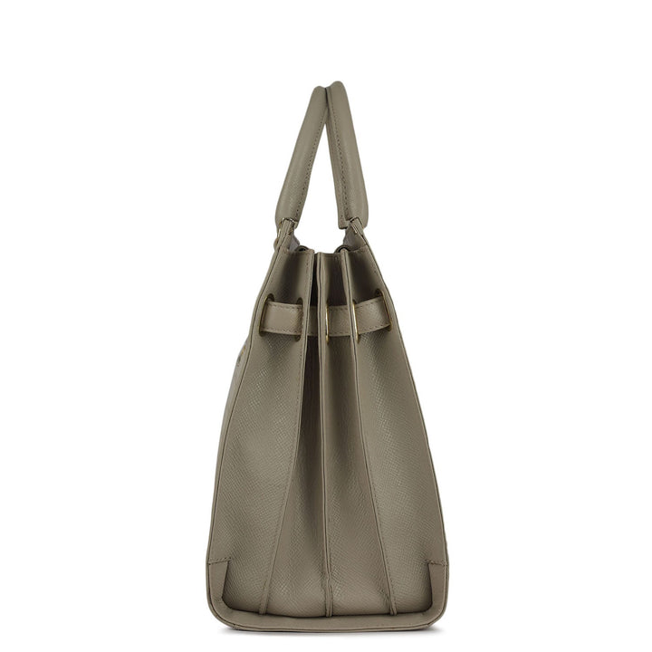 Large Croco Franzy Leather Satchel - Frost
