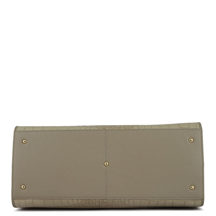 Large Croco Franzy Leather Satchel - Frost