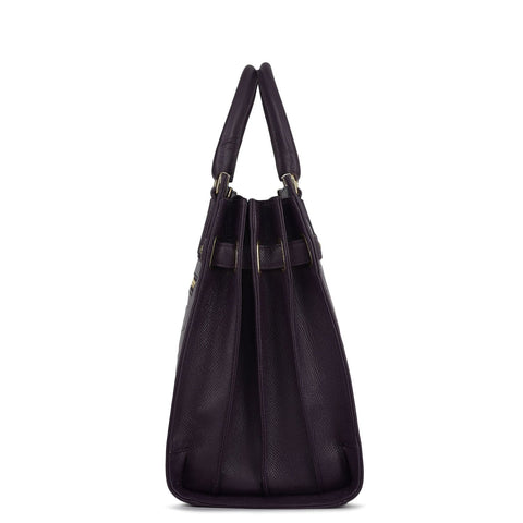 Large Croco Franzy Leather Satchel - Grapevine
