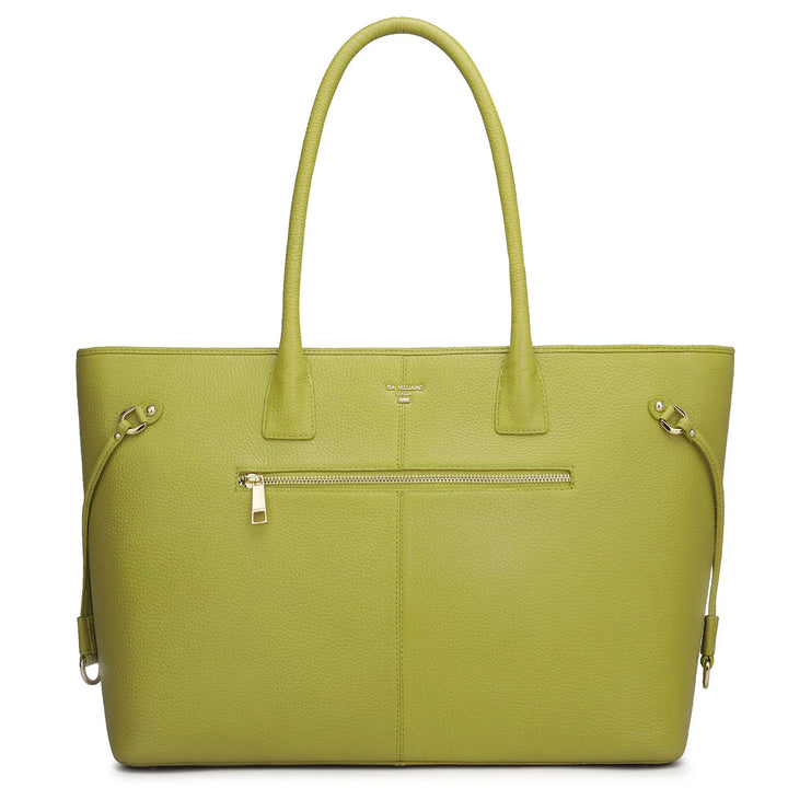 Large Mat Wax Leather Tote - Green Tea