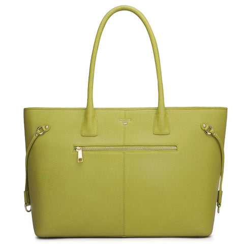 Large Mat Wax Leather Tote - Green Tea