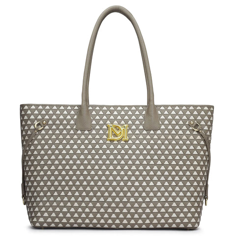 Large Mat Wax Leather Tote - Greyish Taupe