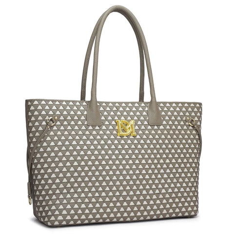 Large Mat Wax Leather Tote - Greyish Taupe