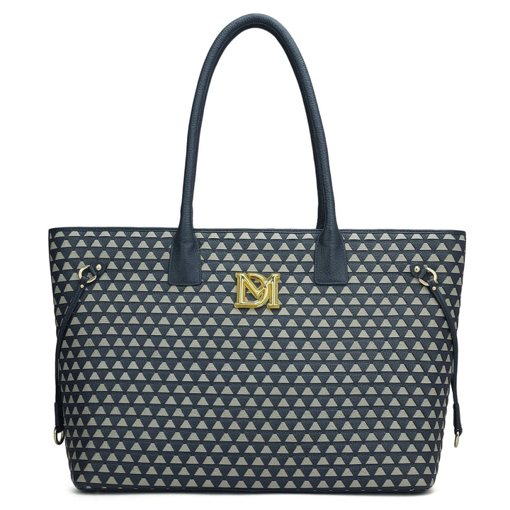 Large Mat Wax Leather Tote - Navy