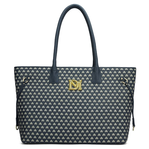 Large Mat Wax Leather Tote - Navy