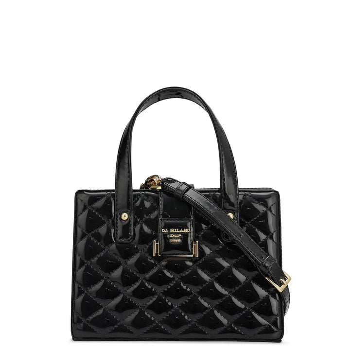 Small Patent Leather Satchel-Black