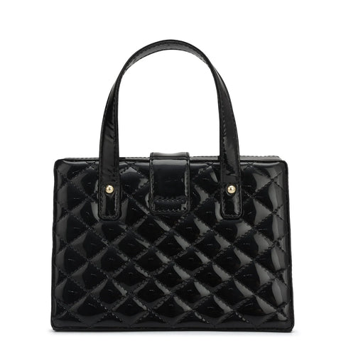 Small Patent Leather Satchel-Black