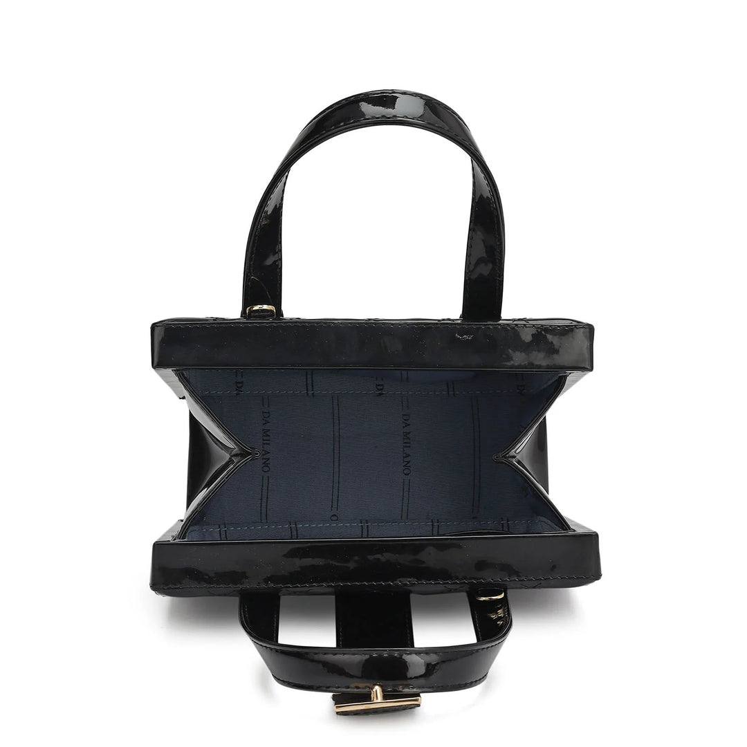 Small Patent Leather Satchel-Black