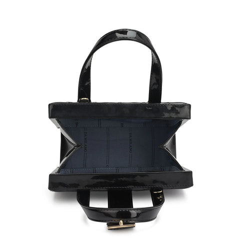 Small Patent Leather Satchel-Black