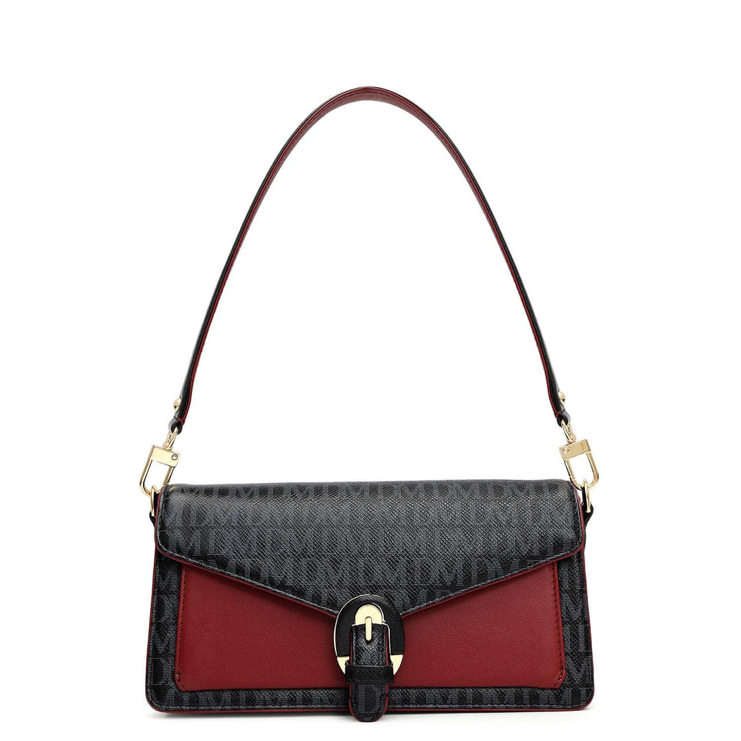 Small Monogram Leather Baguette - Black