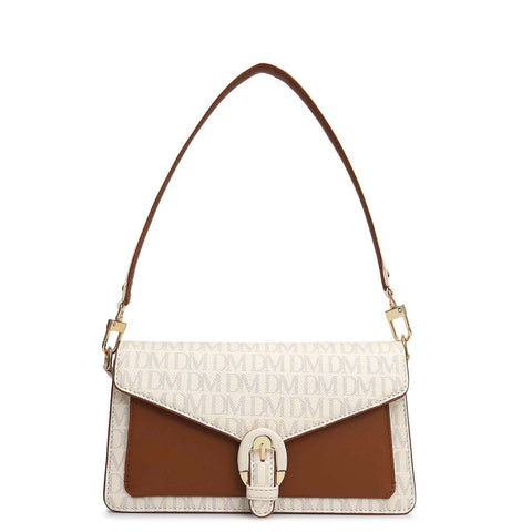 Small Monogram Leather Baguette - Marshmallow