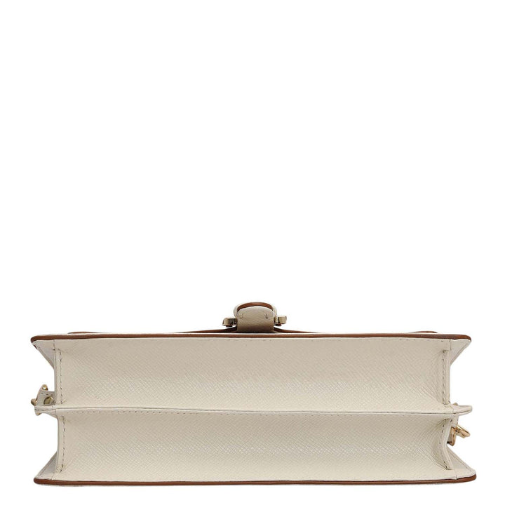 Small Monogram Leather Baguette - Marshmallow