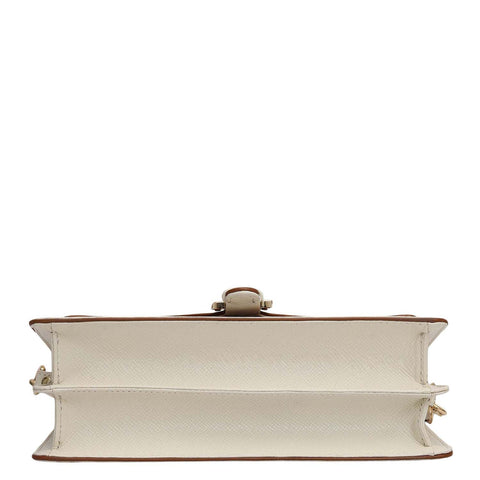 Small Monogram Leather Baguette - Marshmallow