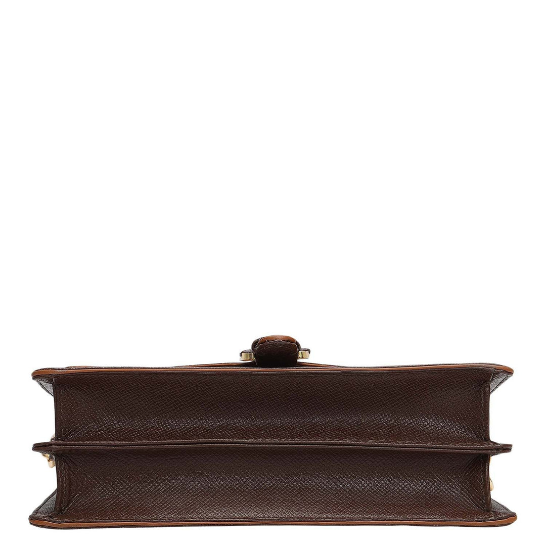 Small Monogram Leather Baguette - Walnut