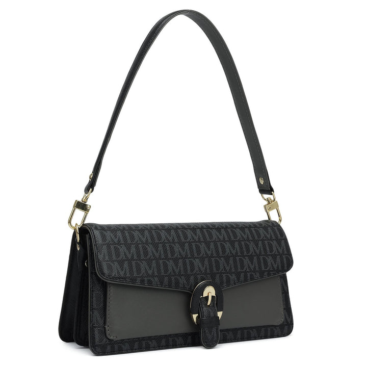 Small Monogram Plain Leather Baguette  - Black