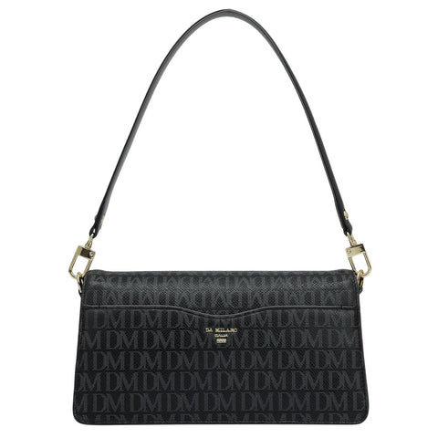 Small Monogram Plain Leather Baguette  - Black