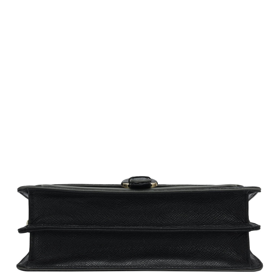 Small Monogram Plain Leather Baguette  - Black