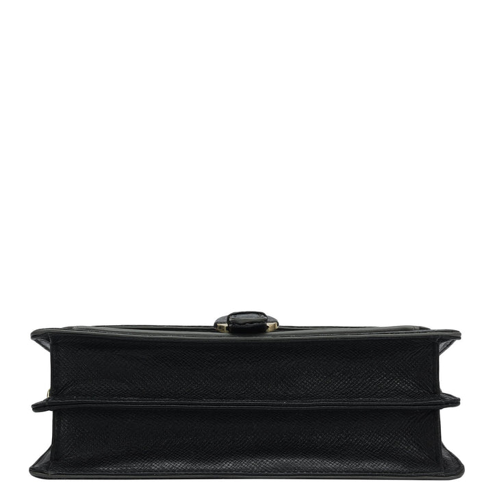 Small Monogram Plain Leather Baguette  - Black