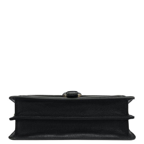 Small Monogram Plain Leather Baguette  - Black