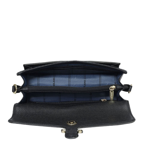 Small Monogram Plain Leather Baguette  - Black