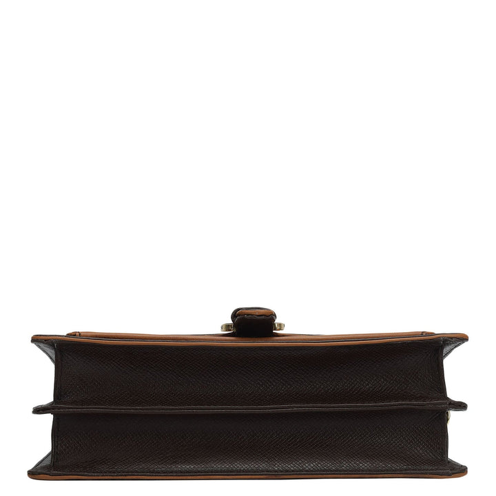 Small Monogram Plain Leather Baguette  - Chocolate