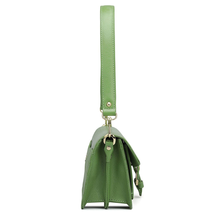 Small Monogram Franzy Leather Baguette  - Kiwi