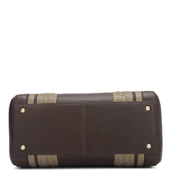 Small Wax Leather Satchel - Chocolate