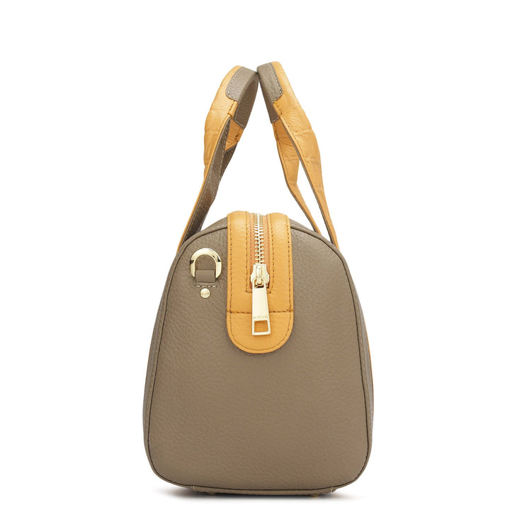 Small Wax Leather Satchel - Greyish Taupe