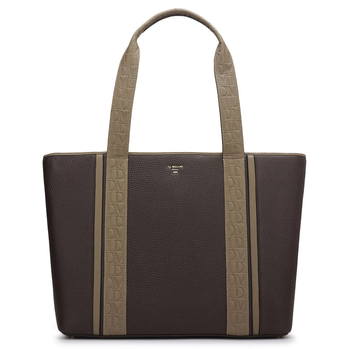 Large Wax Leather Tote - Chocolate