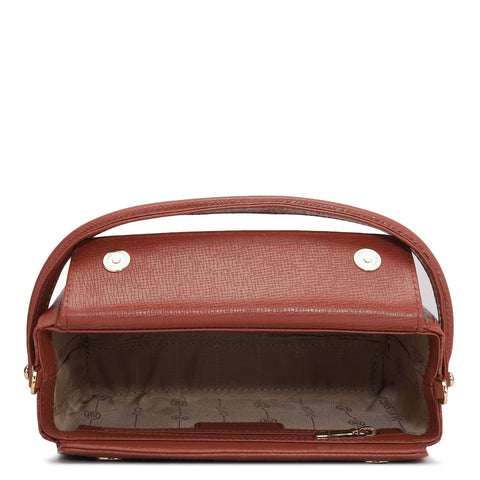 Small Monogram Leather Satchel - Brick