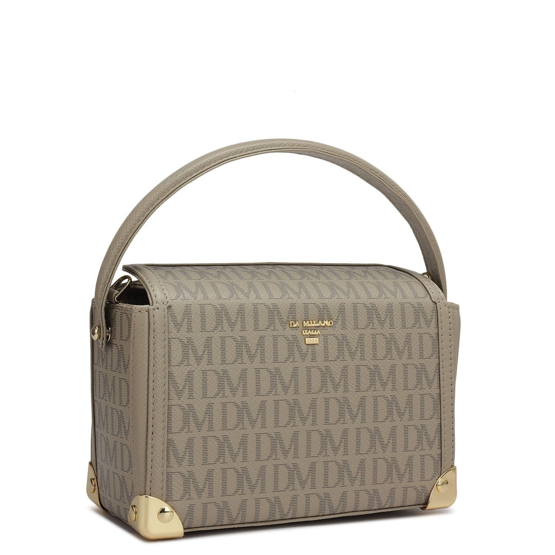 Small Monogram Leather Satchel - Chalk